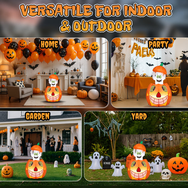 2.8ft Animated Pumpkin Ghost Inflatable
