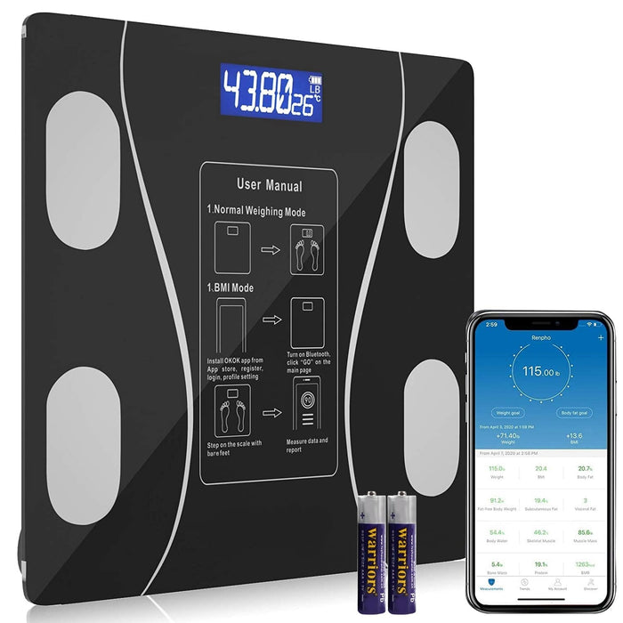 Smart Digital Body Weight Scale with Bluetooth & Backlit Display – High Precision Bathroom Scale