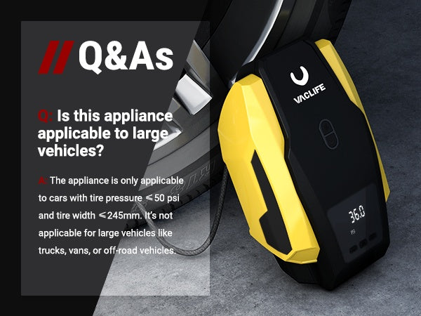 VacLife 12V Portable Air Compressor – Digital Tire Inflator with LED Light for Cars, Bikes & Inflatables