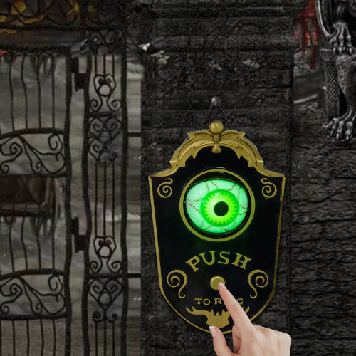 HOMCOM 7.1 Halloween Decoration, Animatronic Doorbell With Simulation Light-up Eyeball, Sound And Motion Activated Animated Prop W  Piercing Doorbell Sound