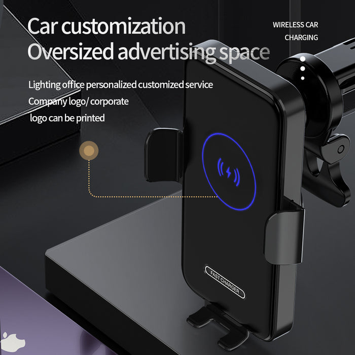 15W Wireless Car Charger & Auto Clamping Phone Mount – Fast Charging Phone Holder for Cars
